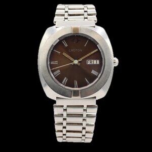 Vintage 36mm Croton Autonomic Men's Automatic Wristwatch Swiss Stainless Steel